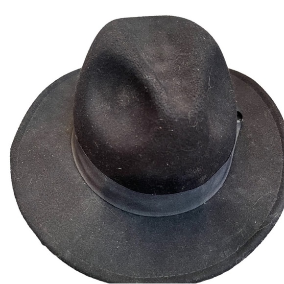 ♥️FEDORA H&M Women's Black Hat OS Rancher Western Cowgirl Felt Like Poly Panama - Picture 9 of 11